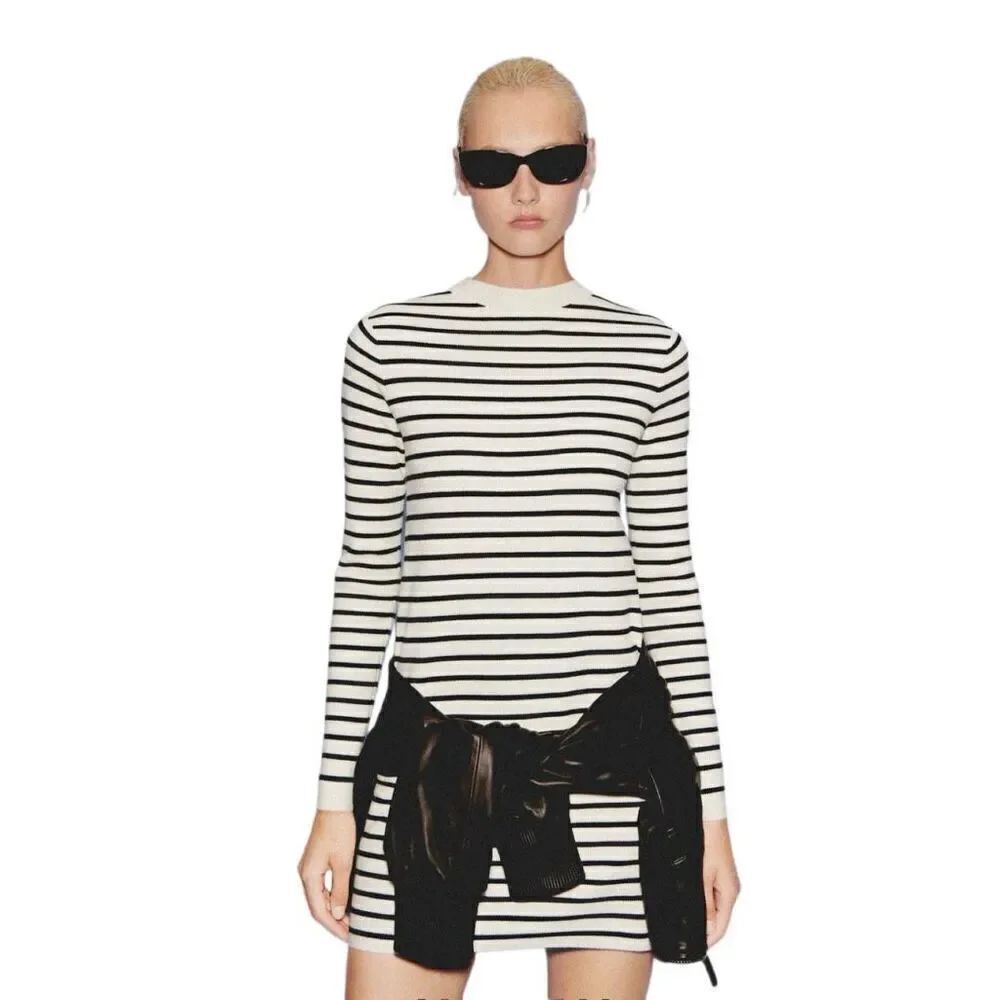 MNG by Mango Striped Sweater Dress Sz M